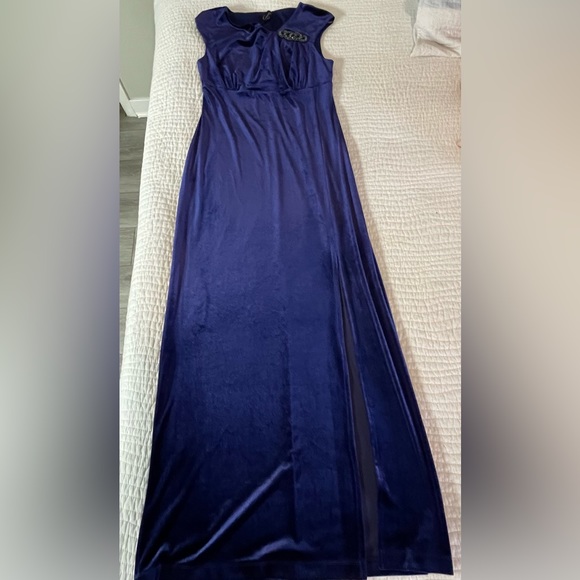Blue Floor length Split Leg Dress - Picture 6 of 8